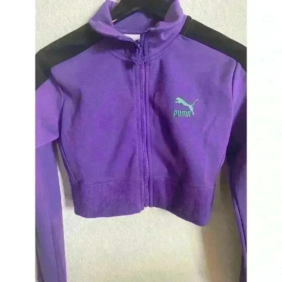PUMA X DUA LIPA T7 ROYAL PURPLE CROPPED LOGO JACKET SIZE XS - Picture 2 of 10